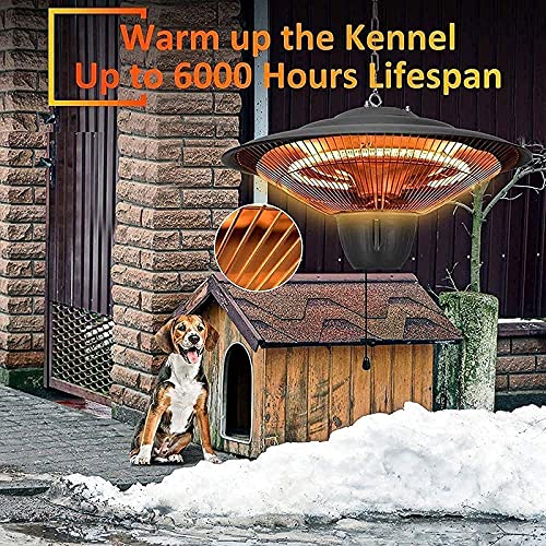 WLL-DP Electric Patio Heater, Ceiling Hanging Space Heater, Freestanding Silent Heater, 3 Power Settings, for Indoor Outdoor Yard Garden, 2000W