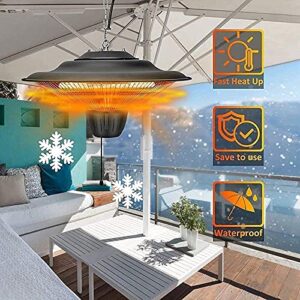 WLL-DP Electric Patio Heater, Ceiling Hanging Space Heater, Freestanding Silent Heater, 3 Power Settings, for Indoor Outdoor Yard Garden, 2000W