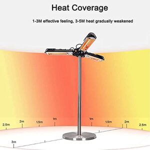 NaoSIn-Ni Patio Parasol Heater,2KW Electric Infrared Radiant Heater with 3 Folding Heating Panels for Garden Balcony Outdoor Restaurant