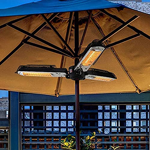 NaoSIn-Ni Patio Parasol Heater,2KW Electric Infrared Radiant Heater with 3 Folding Heating Panels for Garden Balcony Outdoor Restaurant