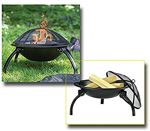 NaoSIn-Ni Outdoor Fire Pit, Steel Foldable Fire Pit Garden Patio Heater BBQ, with Spark Screen, Fireplace Poker