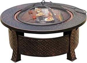 leayan garden fire pit portable grill barbecue rack outdoor fire pit bonfire wood burning patio coal grill firepit for grill charcoal grill with spark screen with cover bbq cooking for camping ba