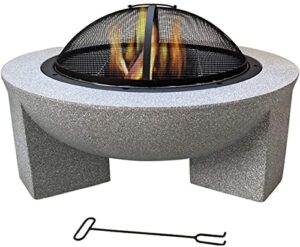 garden fire pit grill bowl grill barbecue rack fire pit with bbq grill shelf, outdoor garden patio heater grill camping bowl bbq with poker, grate, grill, mesh lid