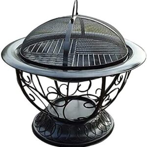 LEAYAN Garden Fire Pit Portable Grill Barbecue Rack Fire Pits Outdoor Fire Large Bonfire Wood Burning Patio Coal Grill Firepit for Grill Charcoal Grill with Cover BBQ Cooking for Camping Backyard