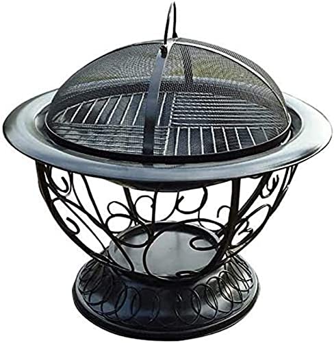 LEAYAN Garden Fire Pit Portable Grill Barbecue Rack Fire Pits Outdoor Fire Large Bonfire Wood Burning Patio Coal Grill Firepit for Grill Charcoal Grill with Cover BBQ Cooking for Camping Backyard