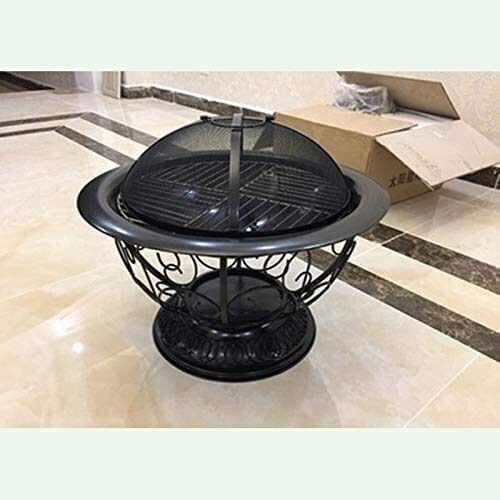 LEAYAN Garden Fire Pit Portable Grill Barbecue Rack Fire Pits Outdoor Fire Large Bonfire Wood Burning Patio Coal Grill Firepit for Grill Charcoal Grill with Cover BBQ Cooking for Camping Backyard