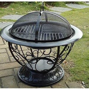 LEAYAN Garden Fire Pit Portable Grill Barbecue Rack Fire Pits Outdoor Fire Large Bonfire Wood Burning Patio Coal Grill Firepit for Grill Charcoal Grill with Cover BBQ Cooking for Camping Backyard