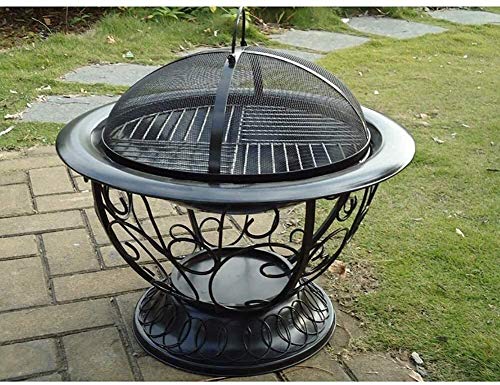 LEAYAN Garden Fire Pit Portable Grill Barbecue Rack Fire Pits Outdoor Fire Large Bonfire Wood Burning Patio Coal Grill Firepit for Grill Charcoal Grill with Cover BBQ Cooking for Camping Backyard