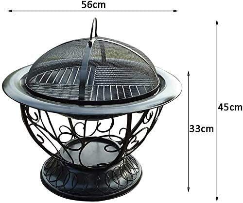 LEAYAN Garden Fire Pit Portable Grill Barbecue Rack Fire Pits Outdoor Fire Large Bonfire Wood Burning Patio Coal Grill Firepit for Grill Charcoal Grill with Cover BBQ Cooking for Camping Backyard