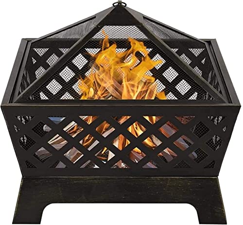 LEAYAN Garden Fire Pit Portable Grill Barbecue Rack Outdoor Fire Pit, Outdoor Mesh Brazier Garden Patio Heater,Wood Burning Fire Pit for Camping Picnic Bonfire Backyard for Camping Backyard