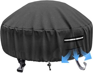 luxns fire pit cover round, heavy duty waterproof 600d patio outdoor gas fire pit/table/bowl cover – black (round-50”d x 24”h)