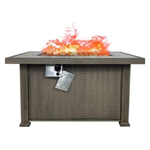 propane fire fit table, summerville 42 inch gas fire table outdoor smokeless square 50,000 btu auto-ignition firepits with lava stone for patio,garden,backyard
