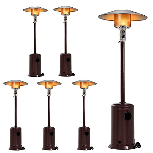 ROMONICA 41,000BTU Outdoor Patio Heater Tall Standing Hammered Finish Garden Outdoor Heater Propane Standing, Bronze - 6 set