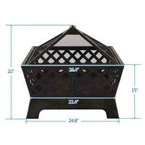 ZLXDP Fire Pit Garden Fire Pits with Heat-Resistant Coating Iron Tabletop Outdoor Wood Burning with Spark Screen Cover and Poker