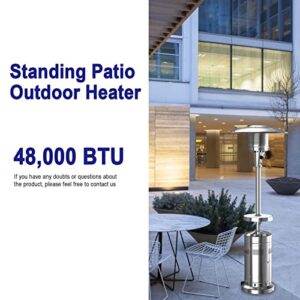 PIONOUS 7 Set of Powerful Silver 48,000 BTU Patio Heater for Garden, Pool, Cruise, Outdoor, Deck, Fishing, with Wheels and LED Table