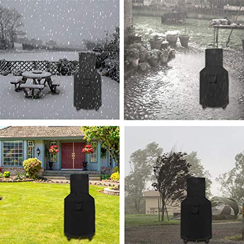 WOMACO Chiminea Cover Waterproof Patio Chiminea Fire Pit Cover Heavy Duty Weather Resistant Outdoor Chimney Protective Cover (25"D x 50"H, Black)
