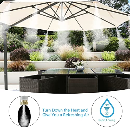 JANWEHIT Misting Cooling System,Outdoor Misting System for Patio Garden Trampoline Greenhouse Mister Patio Garden Greenhouse Trampoline for Water Park 19.68 FT/29.52FT/39.37FT (39.37FT/12M, White)