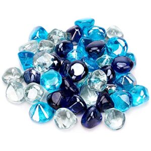 Stanbroil 10-Pound Blended Fire Glass Diamonds - 1/2 inch Fire Glass Blended Cobalt Blue, Crystal Ice, Caribbean Blue Luster for Indoor and Outdoor Gas Fire Pits and Fireplaces