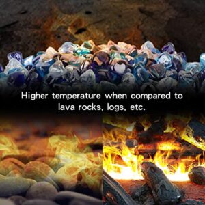 Stanbroil 10-Pound Blended Fire Glass Diamonds - 1/2 inch Fire Glass Blended Cobalt Blue, Crystal Ice, Caribbean Blue Luster for Indoor and Outdoor Gas Fire Pits and Fireplaces