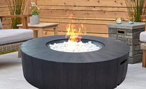 propane fire pit for outside patio – outdoor gas fire pit table – 42 inch round base patio heater, 50,000 btu steel fire table with lid and lava rock, backyard garden propane fire pits for outside