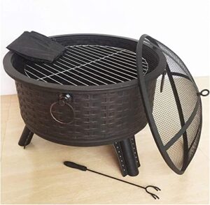 leayan garden fire pit portable grill barbecue rack outdoor fire pit patio fire steel bbq grill fire pit bowl with mesh spark screen cover,log grate, poker for camping for camping backyard