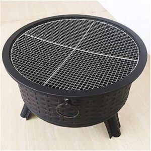 LEAYAN Garden Fire Pit Portable Grill Barbecue Rack Outdoor Fire Pit Patio Fire Steel BBQ Grill Fire Pit Bowl with Mesh Spark Screen Cover,Log Grate, Poker for Camping for Camping Backyard