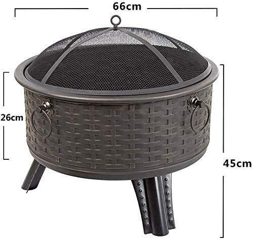 LEAYAN Garden Fire Pit Portable Grill Barbecue Rack Outdoor Fire Pit Patio Fire Steel BBQ Grill Fire Pit Bowl with Mesh Spark Screen Cover,Log Grate, Poker for Camping for Camping Backyard