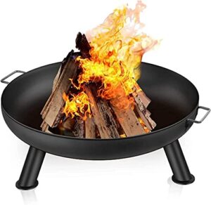 leayan garden fire pit grill bowl grill barbecue rack fire pit outdoor wood burning fire bowl 28in with a drain hole fireplace extra deep large round cast iron