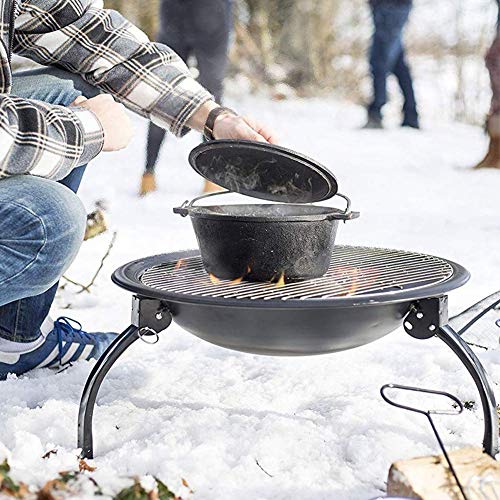 LEAYAN Garden Fire Pit Grill Bowl Grill Barbecue Rack Folding Steel Fire Pit with Spark Screen and Storage Bag, Portable Outdoor Camping BBQ Grill Fire Bowl, for Patio Backyard,Outdoor Fire Pits