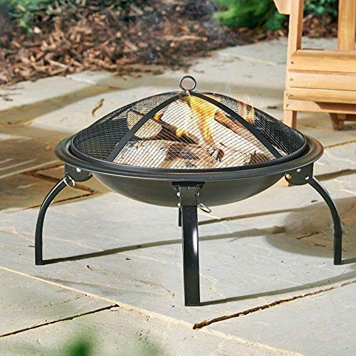 LEAYAN Garden Fire Pit Grill Bowl Grill Barbecue Rack Folding Steel Fire Pit with Spark Screen and Storage Bag, Portable Outdoor Camping BBQ Grill Fire Bowl, for Patio Backyard,Outdoor Fire Pits