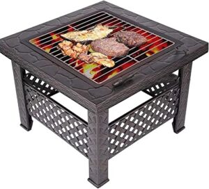 leayan garden fire pit grill bowl grill barbecue rack fire pit, outdoor barbecue table for ground, patio, deck, lawn, outdoor or campsite,family essential multifunctional stove