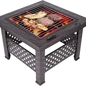 LEAYAN Garden Fire Pit Grill Bowl Grill Barbecue Rack Fire Pit, Outdoor Barbecue Table for Ground, Patio, Deck, Lawn, Outdoor or Campsite,Family Essential Multifunctional Stove