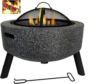 leayan garden fire pit grill bowl grill barbecue rack outdoor table top fire pit outdoor heaters & fire pit bbq grill firepit bowl backyard patio garden fireplace with grill grate for camping
