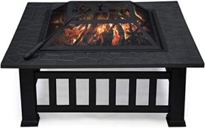 leayan garden fire pit grill bowl grill barbecue rack fire pit outdoor fire pit, with sparkle screen, fireplace poker, courtyard wood burning fire pit, garden decoration fire pit