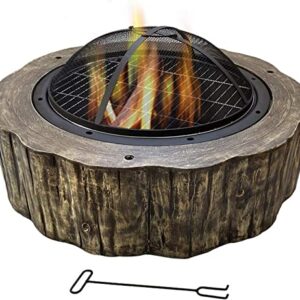 LEAYAN Garden Fire Pit Grill Bowl Grill Barbecue Rack Fire Pits Bowls,for Garden Wood Burning BBQ with Grill and Lid Cast Iron Outdoor Firepit for Log Burning for Patio Camping Waterproof 80cm
