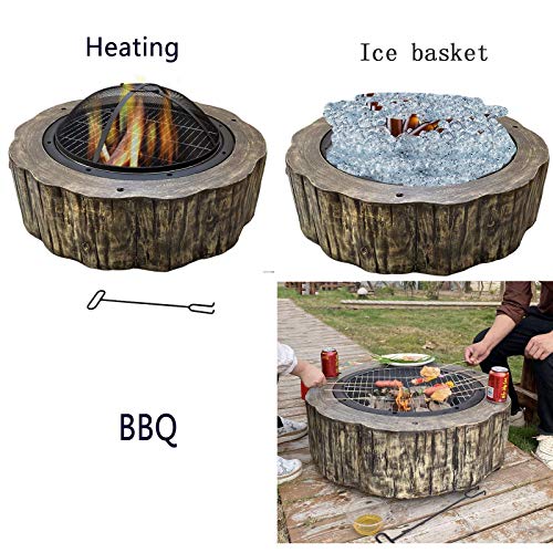 LEAYAN Garden Fire Pit Grill Bowl Grill Barbecue Rack Fire Pits Bowls,for Garden Wood Burning BBQ with Grill and Lid Cast Iron Outdoor Firepit for Log Burning for Patio Camping Waterproof 80cm