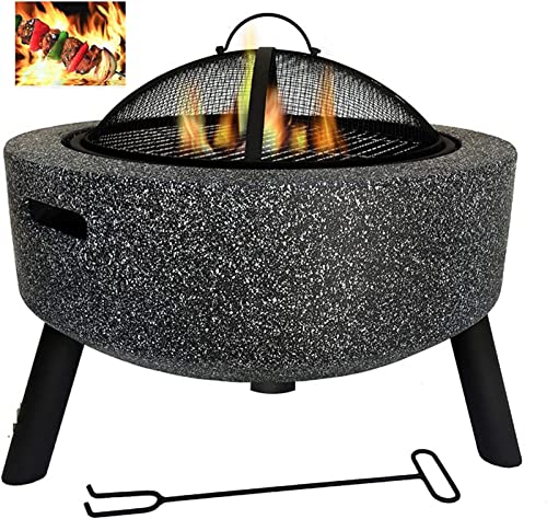 LEAYAN Garden Fire Pit Grill Bowl Grill Barbecue Rack Small Fire Pit,Outdoor Fire Pits Table Top Fire Pit Outdoor Heaters&Fire Pit BBQ Grill Firepit Bowl Backyard Patio Garden Fireplace with Grill