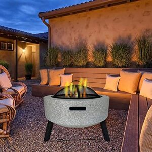 LEAYAN Garden Fire Pit Grill Bowl Grill Barbecue Rack Small Fire Pit,Outdoor Fire Pits Table Top Fire Pit Outdoor Heaters&Fire Pit BBQ Grill Firepit Bowl Backyard Patio Garden Fireplace with Grill