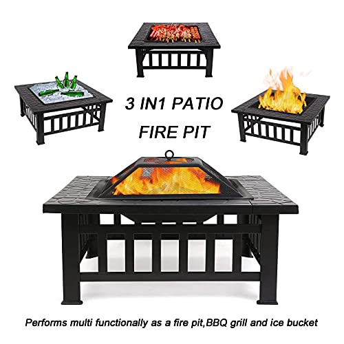 LEAYAN Garden Fire Pit Grill Bowl Grill Barbecue Rack Fire Pit Garden fire Pit Table, Home Courtyard Charcoal Heater, Outdoor Patio Barbecue Cooking fire Pit Table