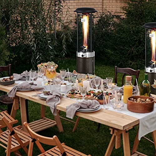 BALI OUTDOORS Propane Patio Heater, Stainless Steel Standing, 36,000 BTUs Portable Commercial Outdoor Gas Patio Heater with Glass Tube for Deck, Garden and Porch