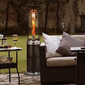 BALI OUTDOORS Propane Patio Heater, Stainless Steel Standing, 36,000 BTUs Portable Commercial Outdoor Gas Patio Heater with Glass Tube for Deck, Garden and Porch