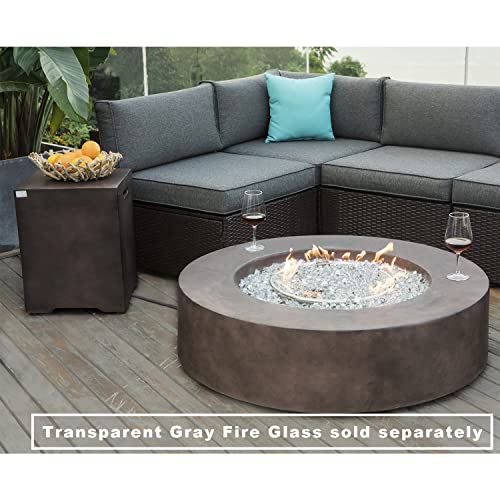 COSIEST 2-Piece Outdoor Propane Firepit Table Set w Tank Table, 40.5-inch Dark Fire Table (50,000 BTU) w 16 inches Tank Cover Side Table 20lb for Garden,Pool,Backyard