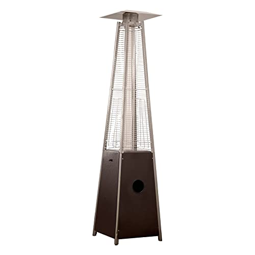 WERLIKE Outdoor Patio Heater，Pyramid Glass Tube Propane Patio Heater, with Black Wheels, for Outdoor Garden Camping Barbecue Party (Color : Brown)