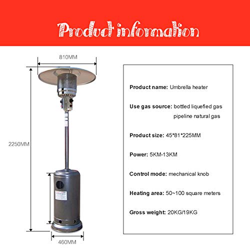 Patio Heater,Outdoor Heaters for Home Powerful Fast Heating,Safe Low Energy Radiator Energy Efficient Natural Gas Liquefied Gas for Garden-Liquefied Gas 225cm(88in)