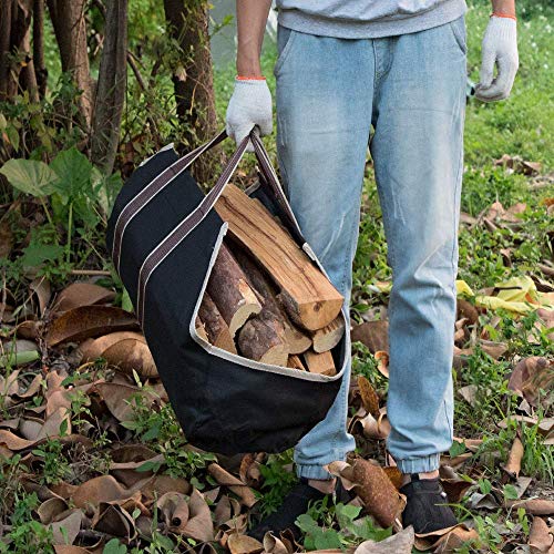 Amagabeli 5ft Firewood Log Rack with Cover Combo Set Bundle Large Canvas Firewood Carrier Log Tote Bag