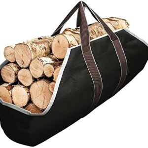 Amagabeli 5ft Firewood Log Rack with Cover Combo Set Bundle Large Canvas Firewood Carrier Log Tote Bag