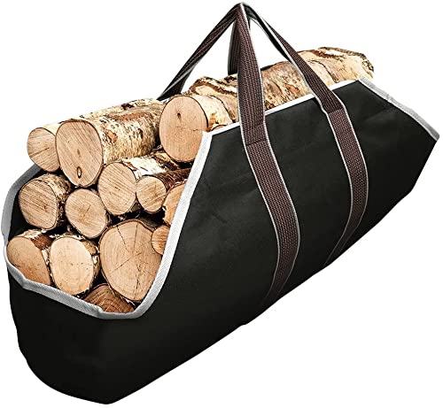 Amagabeli 5ft Firewood Log Rack with Cover Combo Set Bundle Large Canvas Firewood Carrier Log Tote Bag