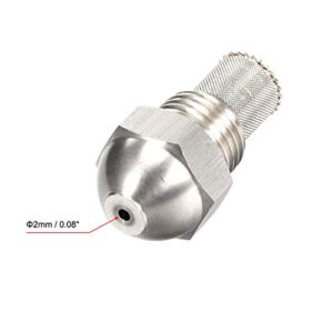 uxcell Mist Nozzle - 1/4BSPT 2mm Orifice Dia 304 Stainless Steel Fine Atomizing Spray Tip