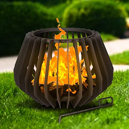 WJCCY 24inch Metal Outdoor Fire Pit Bonfire Wood Burning Patio for Garden, Backyard, Poolside with Fireplace Poker