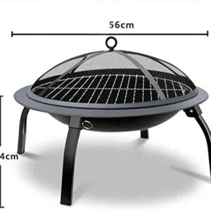 Garden Fire Pit Portable Grill Barbecue Rack Outdoor Fire Pit 42 Inch Large Bonfire Wood Burning Patio & Backyard Firepit for with Round Spark Screen with Cover BBQ Cooking for Camping Backyard